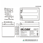 Ắc Quy Kín Khí (VRLA AGM) GLOBE 12V-15AH (20HR), WP15-12SE, F2