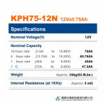 Ắc Quy Kín Khí (VRLA AGM) LONG 12V-75AH (10HR), KPH75-12N, F8-M6