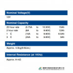 Ắc Quy Kín Khí (VRLA AGM) GLOBE 12V-15AH (20HR), WP15-12NSE, F6-M5